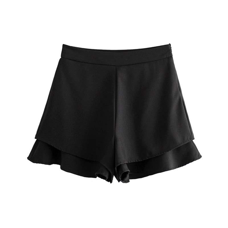 

Women' Shorts 2021 Fashion Women Summer Loose Side Zipper Design Back Pockets Ruffles Casual Simple Solid Short, Black