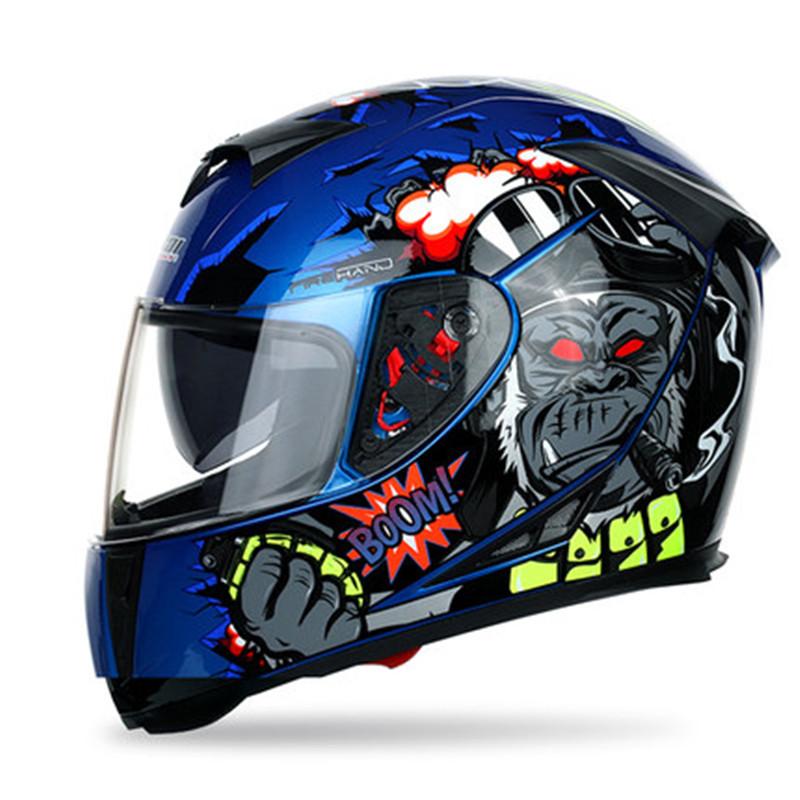 

Motorcycle Helmets JIEKAI 310 Helmet Locomotive Anti-fog Full Face Racing Capacete ,Moto / Gold Steel Red, Design 19