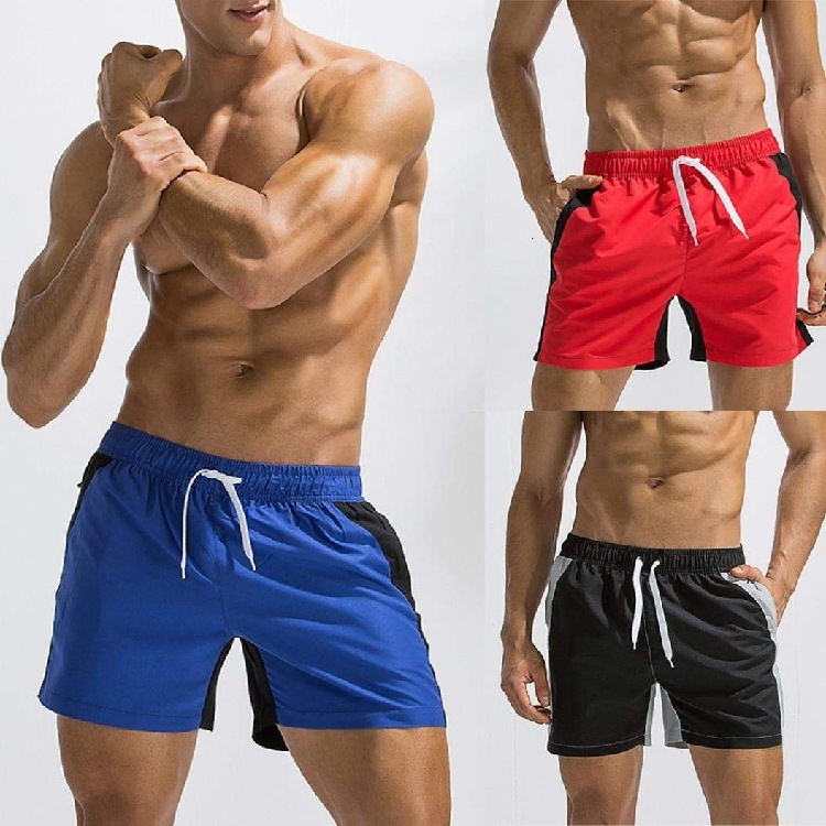 

shorts Summer color matching swimming trunks thin men's Capris loose large beach mid pants fashion, White;black