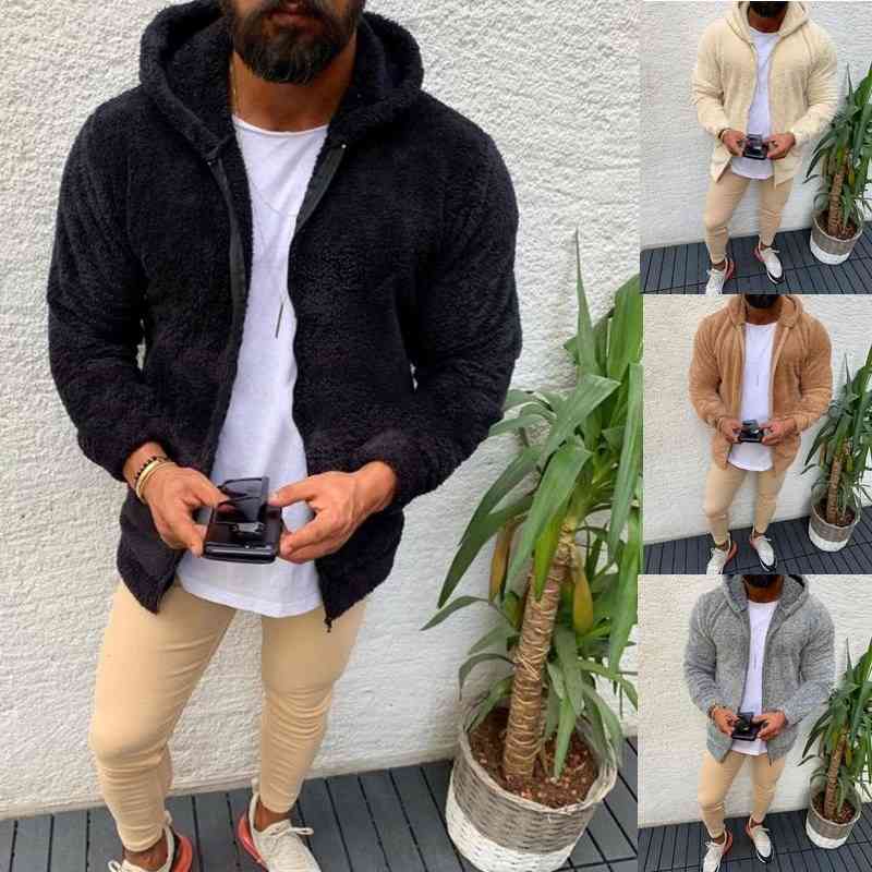 

New men's Plush hooded fur coat in autumn and winter 2019, Black
