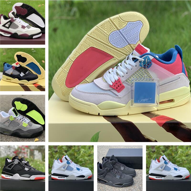 

6 Carmine 4s Fire Red Black Cat Basketball Shoes 4 Union LA x Guava Ice Bred SE Neon Sneaker Trainer 25th Anniversary 11s, Color 1
