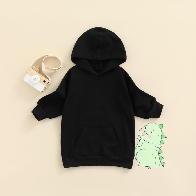 

Jackets 0-5Y Autumn Causal Kids Girls Hoodies Dress Outwears Solid Colors Long Sleeve Pullover Hooded Pocket Tops, Blue;gray