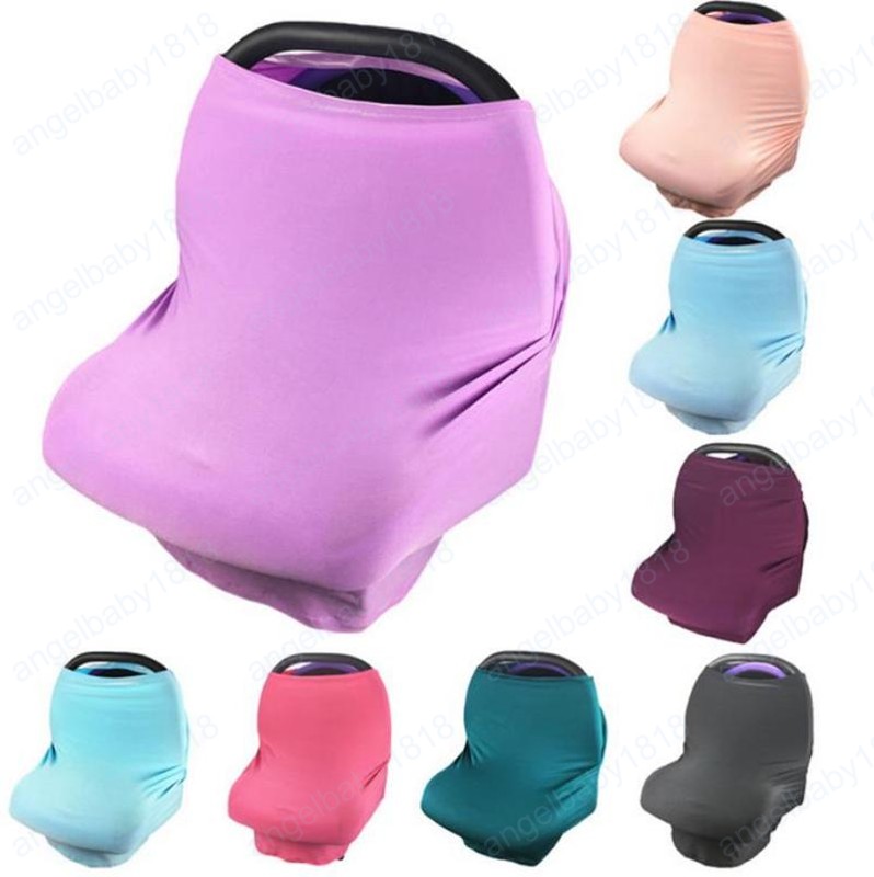 Nursing Cover Solid Baby Carseat Canopy Car Seat Cover Breathable Stroller Cover Stretchy Women Scarf Shopping Cart Mat 11 Colors-image-687087454