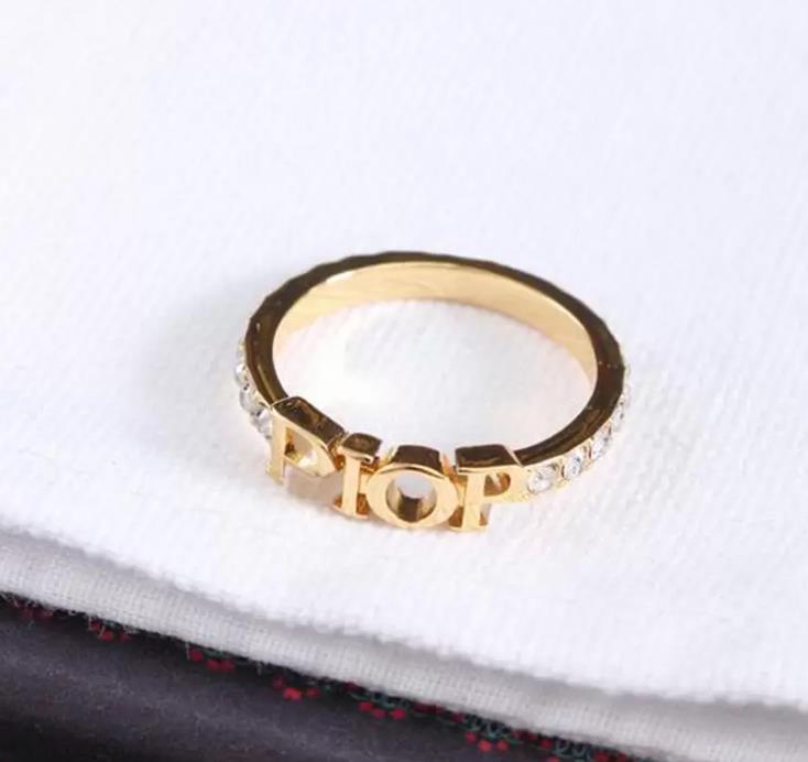 

Gold Letter Band Rings Branded Ring with Rhinestones Birthday Party Valentine's Gift Wedding Jewelry, Silver