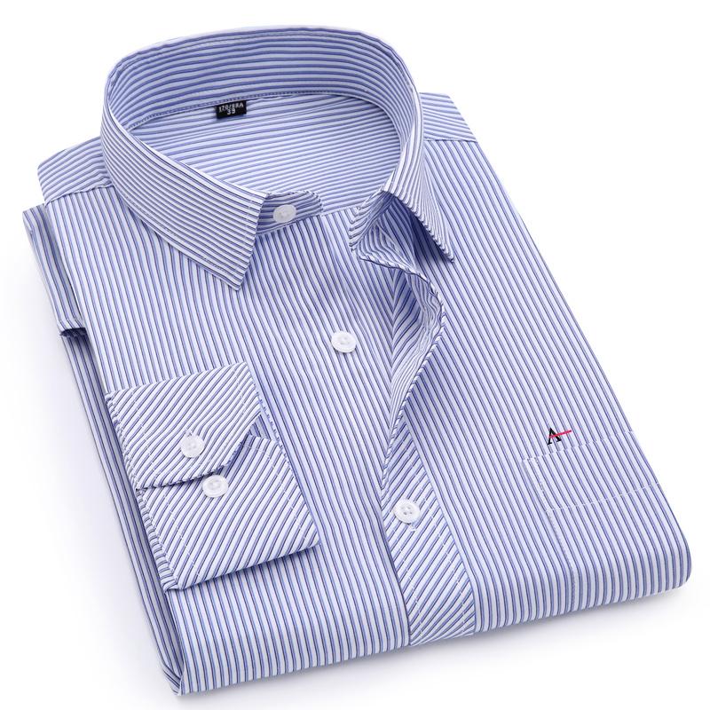 

Men' Casual Shirts 2021 Reserve Army Plus Large Size 8XL 7XL 6XL 5XL 4XL Mens Business Long Sleeved Shirt Classic Striped Male Social Dress, 1217