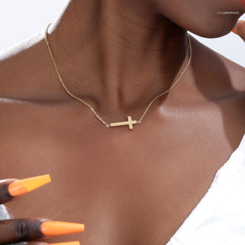 

Mini Cross Necklaces For Women Simple Jewelry Stainless Steel Chain Choker Necklace Friend Gifts Collier Femme1