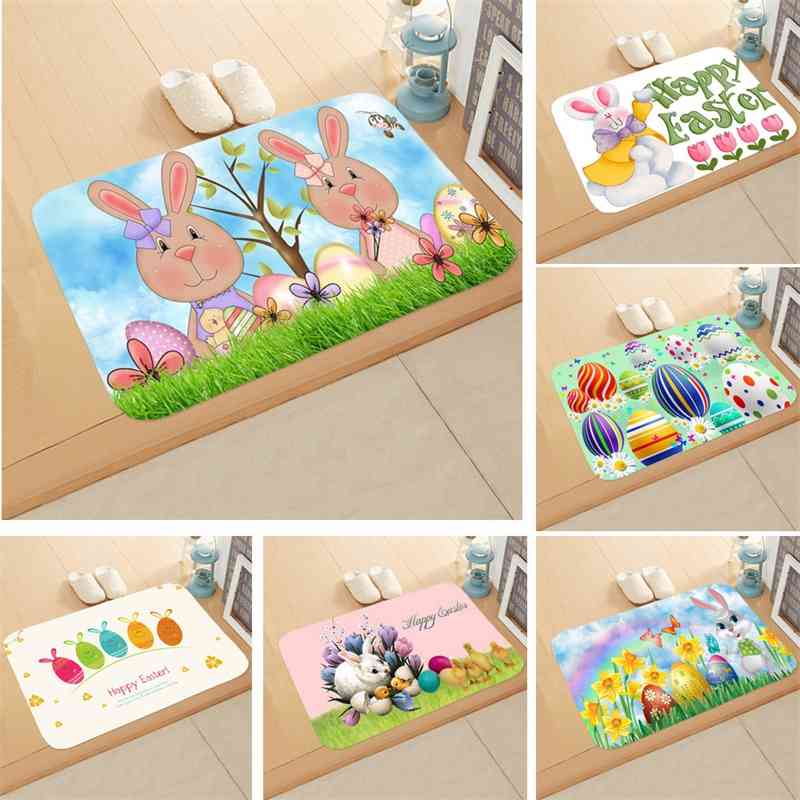 

New Easter Decoration Thanksgiving egg floor mat lovely rabbit bathroom non slip carpet