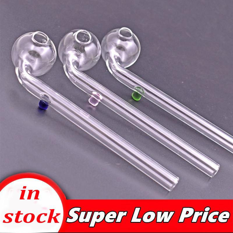 cheapest 14cm Curved Glass Oil Burners Pipes with Colored Balancer smoking Water Pipe dab straw oil nail pipes-image-742285746