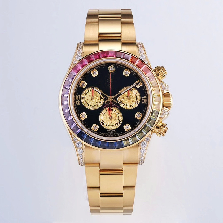 

Men's sports mechanical watch hand inset diamond process waterproof luminous 40mm diameter rainbow diamond fashion star style choice