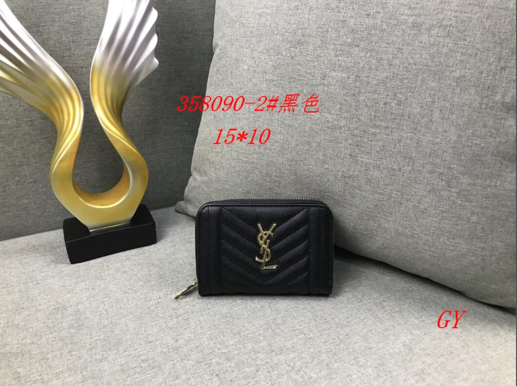 

56 yslsell women high quality leather wallet purse Clutch Coin Purse Business card holder Credit card package Key case Bank card package, Black;brown