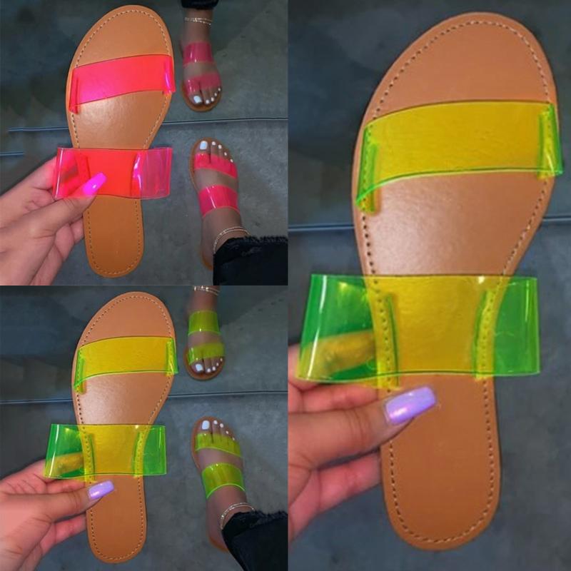 

Slippers Fashion Women's Casual Shoes Breathable Outdoor Leisure Patchwork Sandals Lady With Transparent Belt, Gn