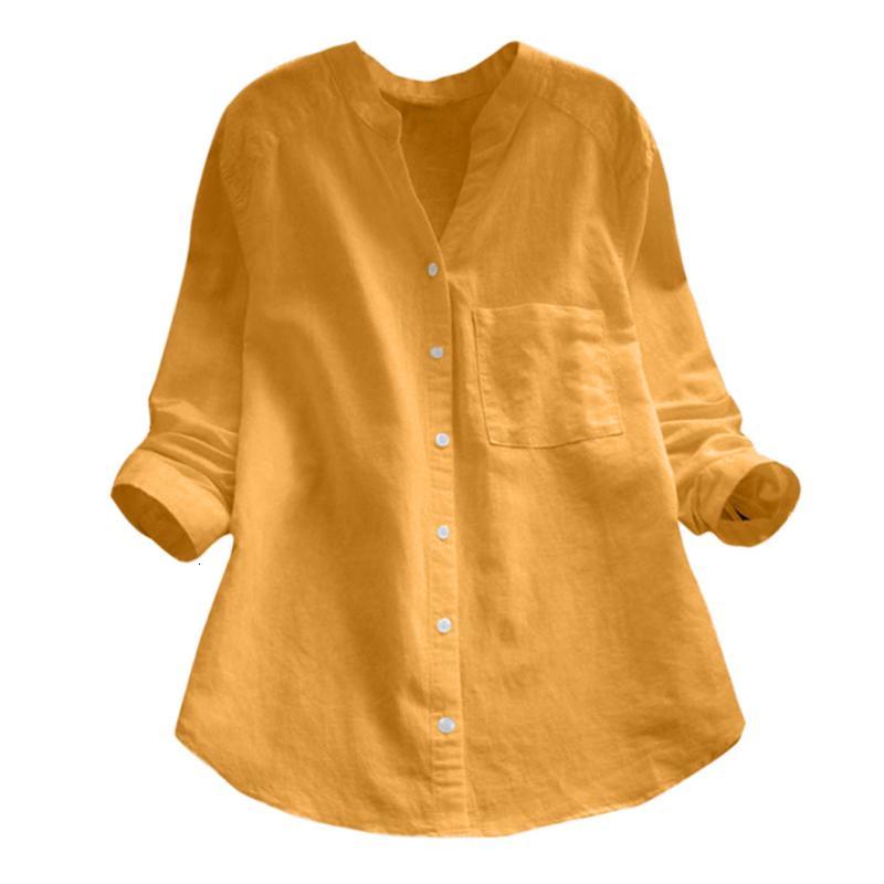 

Women's Blouses & Shirts Women Cotton Linen Blouse Casual Solid Long Sleeve Shirt Fashion Button Down Plus Size Ladies Tops Women, Bu