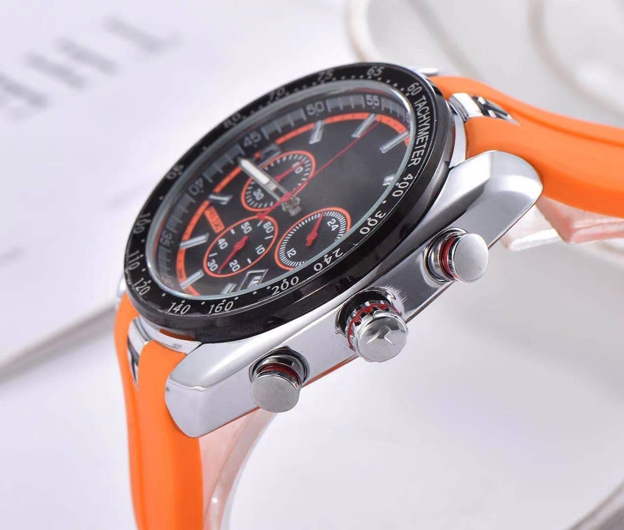 

2021 All Subdials Work leiusre Menes Stainless Quartz Wristwatches Stopwatch Watch Top relogies for men relojes Gift RL5, Slivery;brown