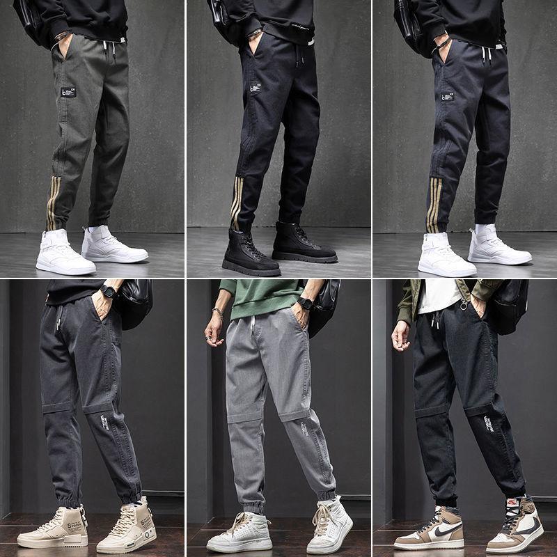 

Men's Pants Autumn And Winter 2021 Fleece Work Casual Exercise Loose Ankle-Tied Long Streetwear Baggy Joggers Men, K93 dark grey
