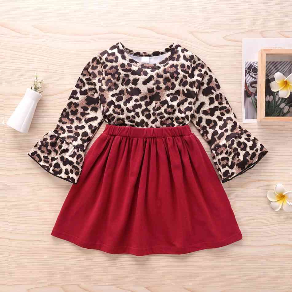 

PatPat Arrival Autumn and Winter Baby / Toddler Girl Leopard Print Splice Bell sleeves Dress Kids Clothing For 210521, Color block