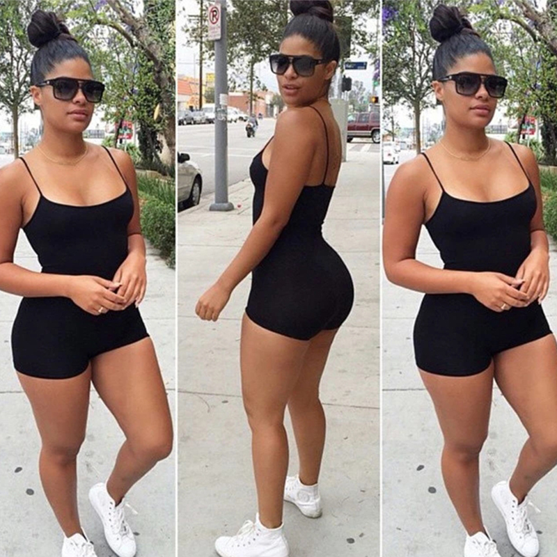 Lady Jumpsuit Plus Size And Romper for Women Sexy Condole Super Short Playsuits XS-XXXL Summer Solid Shorts Cotton Playsuit-image-688742339