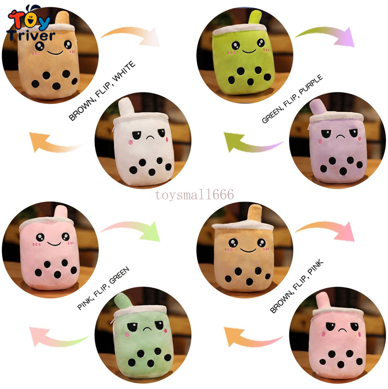 

Cute Reversible Boba Bubble Milk Tea Cup Drink Plush Toys Stuffed Doll Kawaii Baby Kids Children Girls Gifts Home Room Decor, As picture