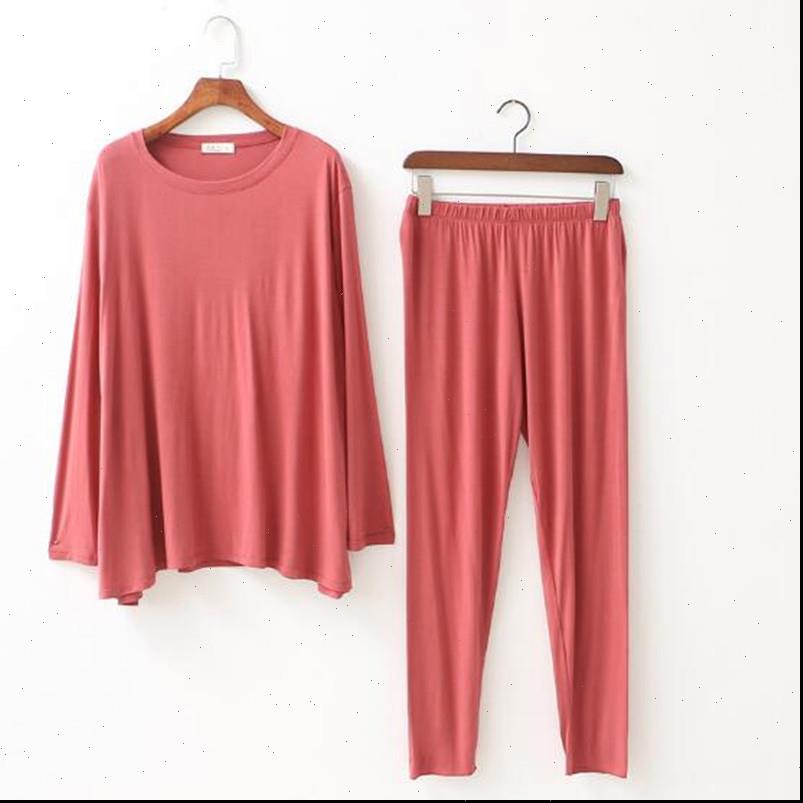 

large size home clothes casual women sleepwear pajamas sets long sleeve cotton modal suit female pijama autumn winter set, Black;red