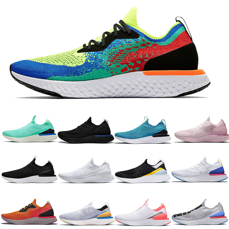 

2022 Running Shoes Fly Knit V1 V2 Mens Women Epic React Triple Black All White Breathable Grey Beige Trainers Sports Sneakers, 3 36-45 black white