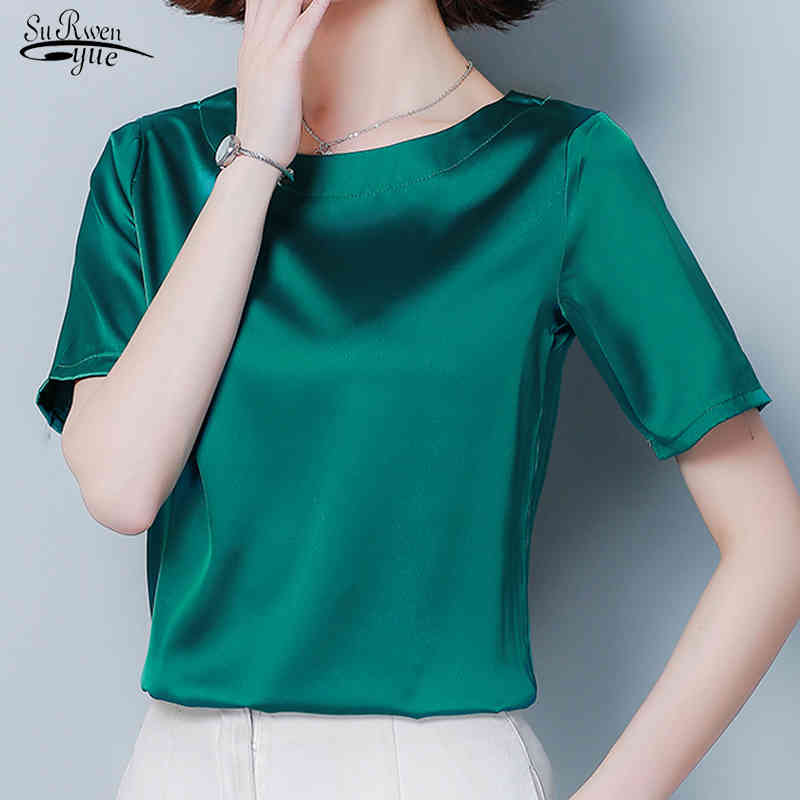 

Plus Size Tops Womens and Blouses Clothing Women's Summer Short Sleeve Chiffon Blouse Women Shirts 3743 210521, Green