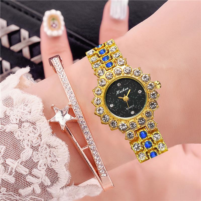 

Wristwatches Luxury Women Rhinestone Bracelet Watches For Gold Watch Ladies Dress Crystal QuartzWristwatch Relogio Feminino, Red