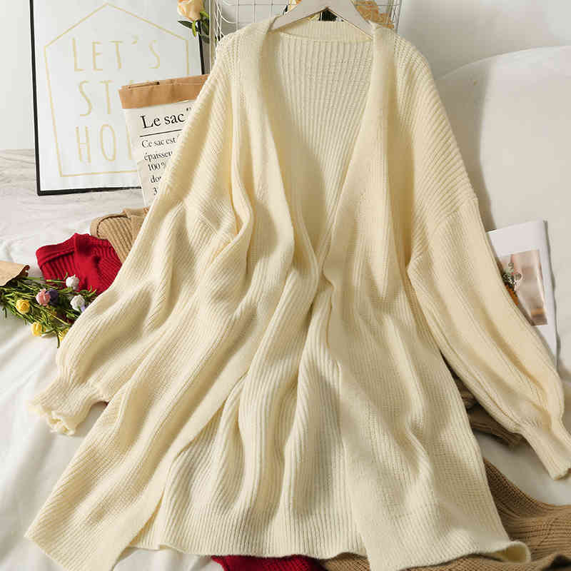 

Women's Sweaters loose cardigan, long knitted woman's sweater, autumn colour on the knee trend plus size full elegant cardigan ZA6H, 1# shoe box