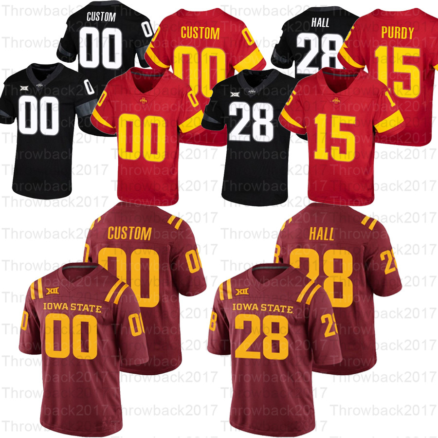 

Custom Iowa State College Football Jerseys 15 Brock Purdy 28 Breece Hall 23 Mike Rose 1 Tarique Milton 8 Deshaunte Jones, Black ii