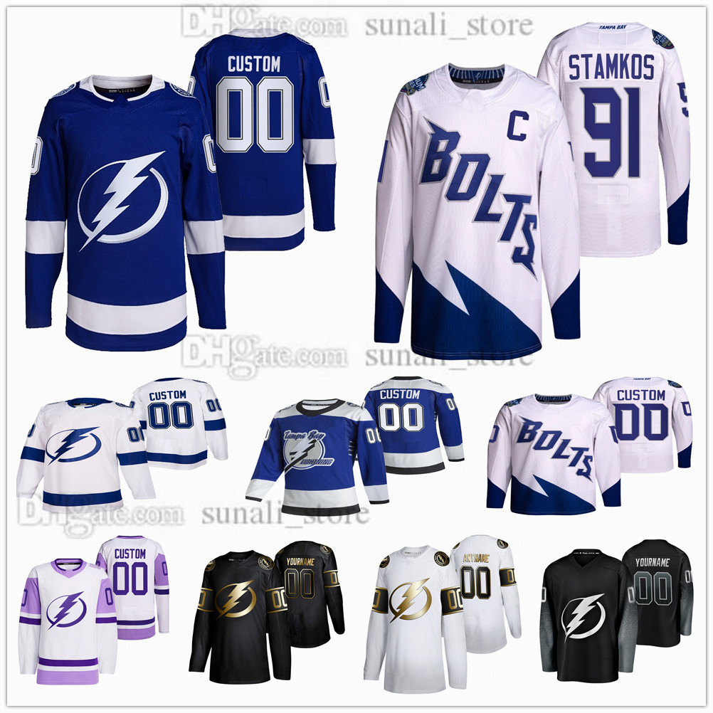 

2022 Stadium Series Hockey 91 Steven Stamkos Jerseys 86 Nikita Kucherov 88 Andrei Vasilevskiy 21 Brayden Point 77 Victor Hedman 27 Ryan McDonagh 17 Alex Killorn, Kids blue
