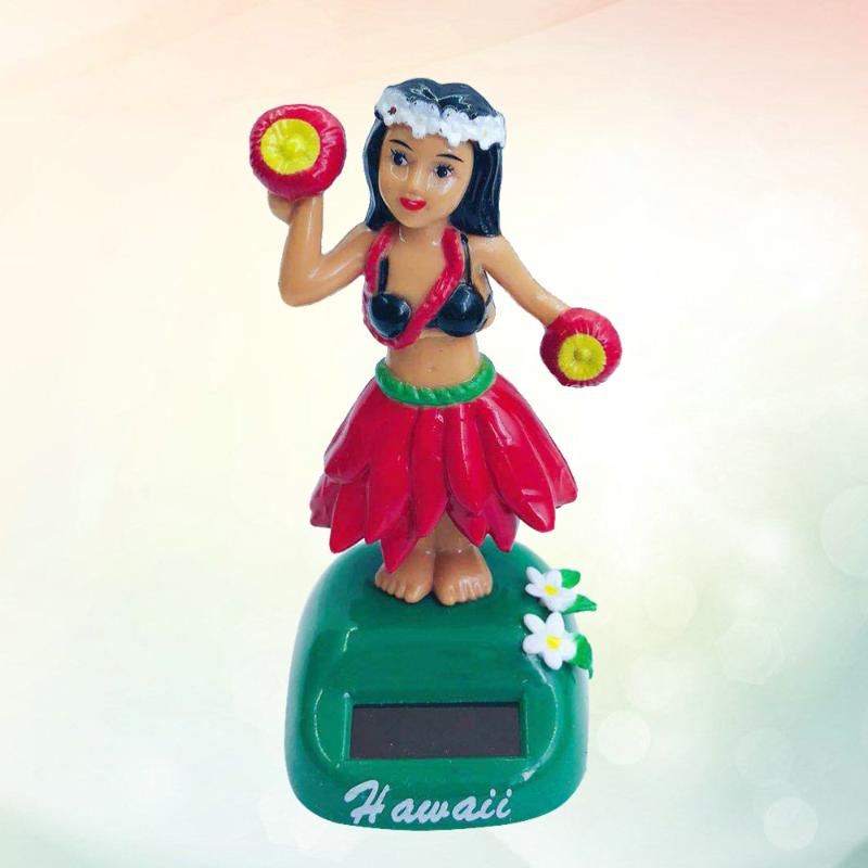 

Solar Powered Hawaiian Girl Doll Car Ornaments Hula Shaking Decoration (Style B, Red, Base For Random Style) Interior Decorations
