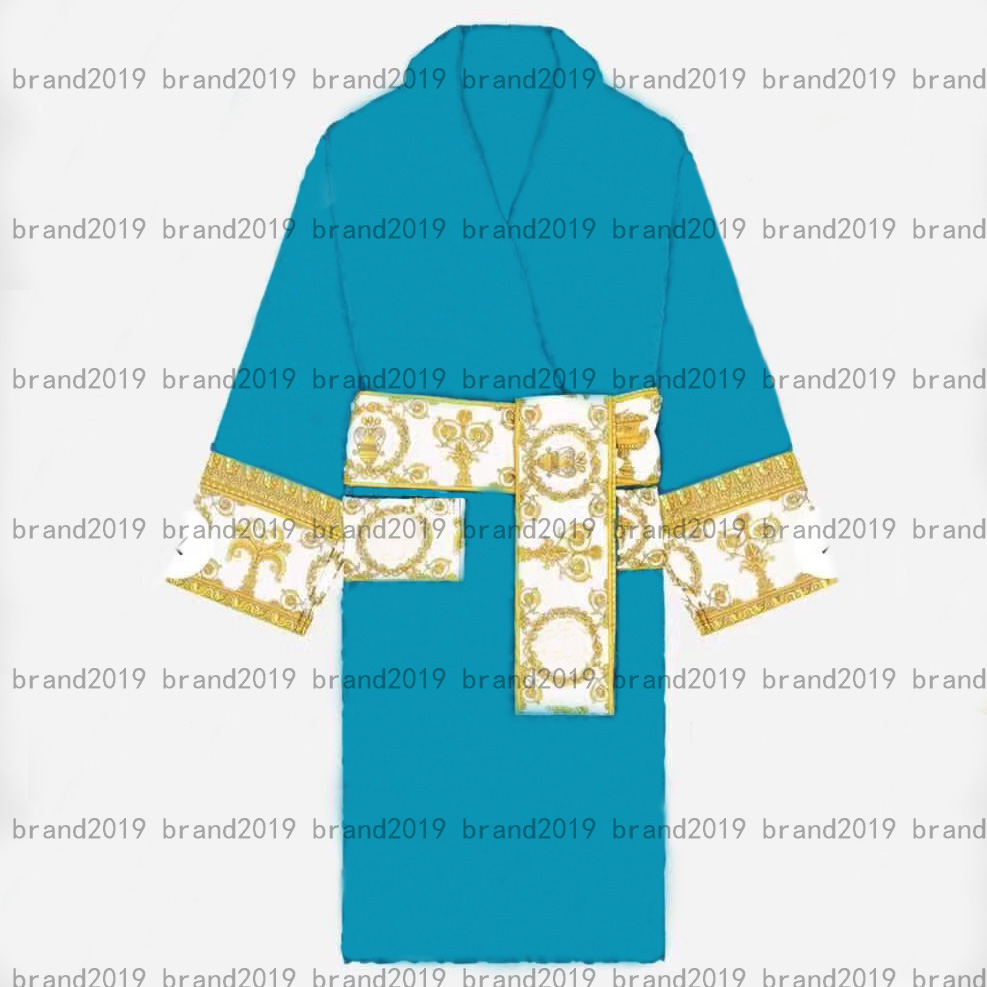 

new style blue prevalent Classic print design Bath Supplies lover Bath Robe 100% cotton Top quality women men Baths Robes 7 colors