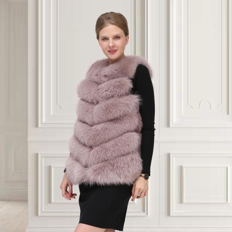 

Women's Fur & Faux 2021 Women Winter Real Coat High Quality Natural Vest Fashion Warm Sleeveless Zipper Short Jacket 66D, Black