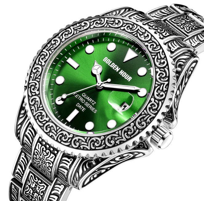 

GH132 Retro Style Classic Quartz cwp Mens Watch Stainless Steel Band 43MM Diameter Male Watches Golden Hour Brand Calendar Dial Wholesale Wristwatches, No send watch for shipping