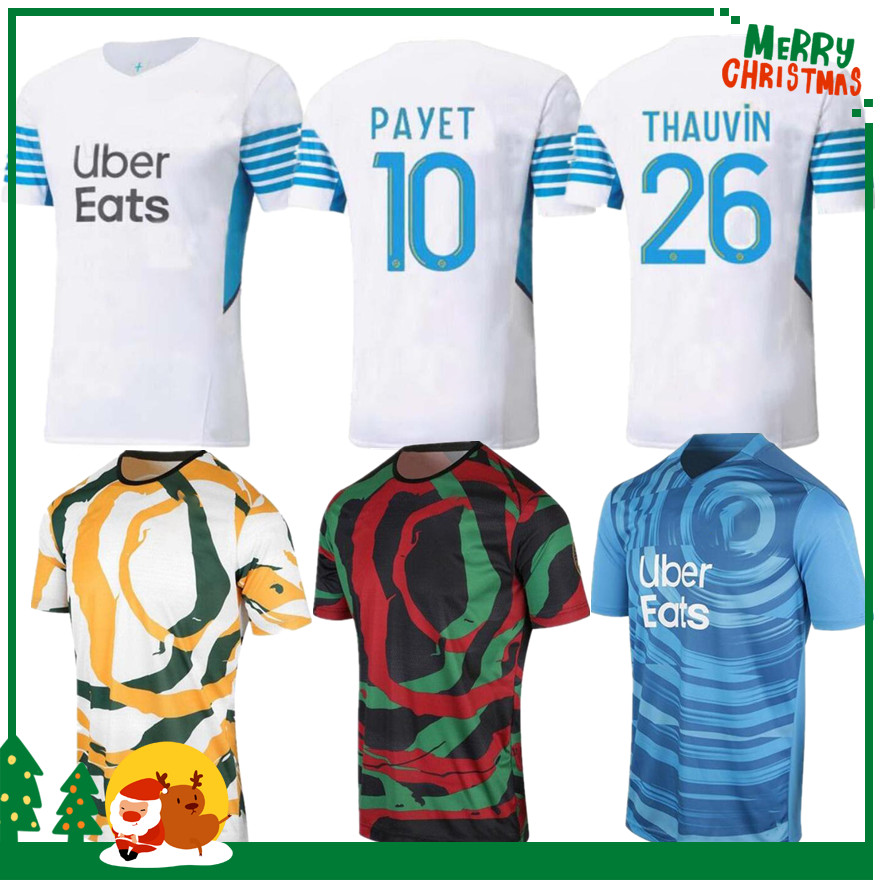 

21 22 Marseille soccer jersey 2021 maillot foot CUISANCE THAUVIN BENEDETTO KAMARA PAYET football shirts men, 2020 brazil away