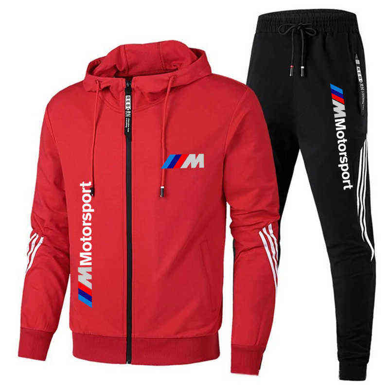 

Men's New Casual Suit 2021 Autumn New Sportswear Zipper Hoodie + Pants Two-piece Men's Sportswear Sports Suit G1217
