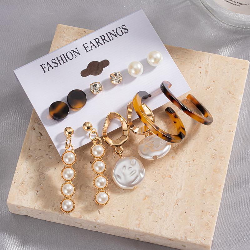

Dangle & Chandelier Brand 6 Pair/Set Drop Vintage Earrings For Women Statement Gold Hanging 2021 Set Trend Jewelry