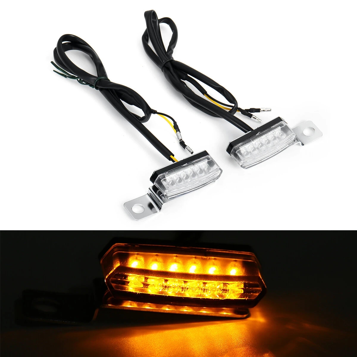 

12V LED Motorcycle Turn Signal Light Brake Clutch Lever Flashers Universal Amber