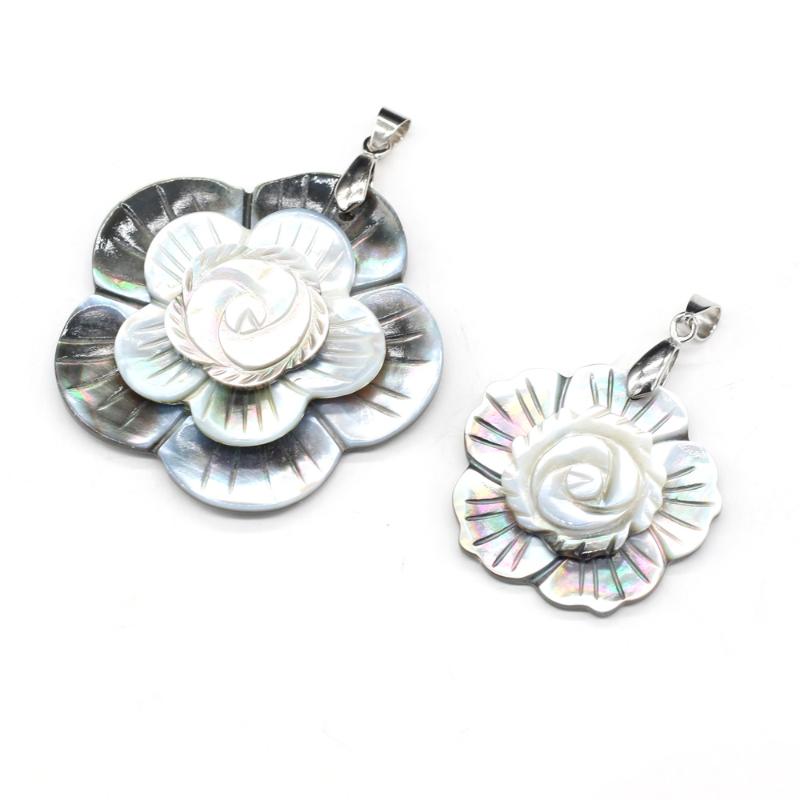 

Charms Natural Shell Pendant Flower-Shaped Plant-Shaped Accessories For DIY Necklace Jewelry Single Product Design, Bronze;silver