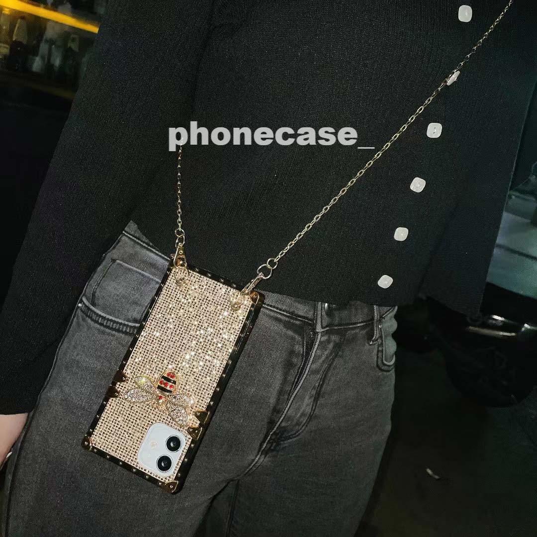 

Luxury Glitter Square IPhone Cover Bee Cases for iphone11 12 pro promax mini X/XS/XR 7/8PLUS 6 cute lovely bees phone case