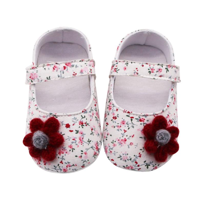 

First Walkers Born Baby Girl Toddler Flowers Hook&loop Shallow Floral Print Non-slip Shoes Infant Soft Single Footwear A40, Gray