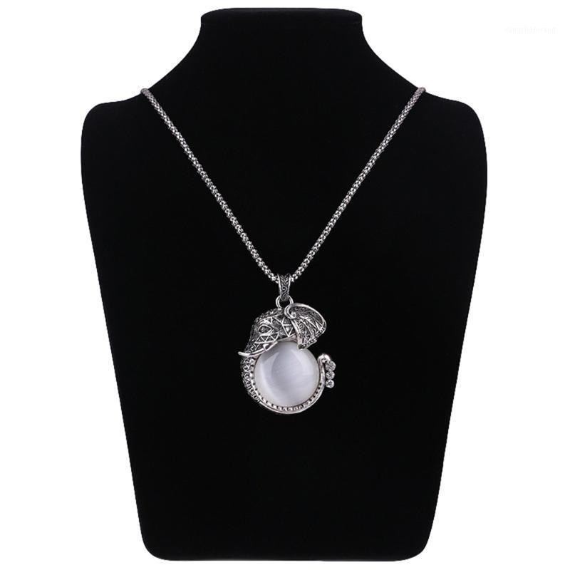 

Bluelans Elephant Opal Drop Pendant Sweater Chain Necklace Women Fashion Jewelry Chains