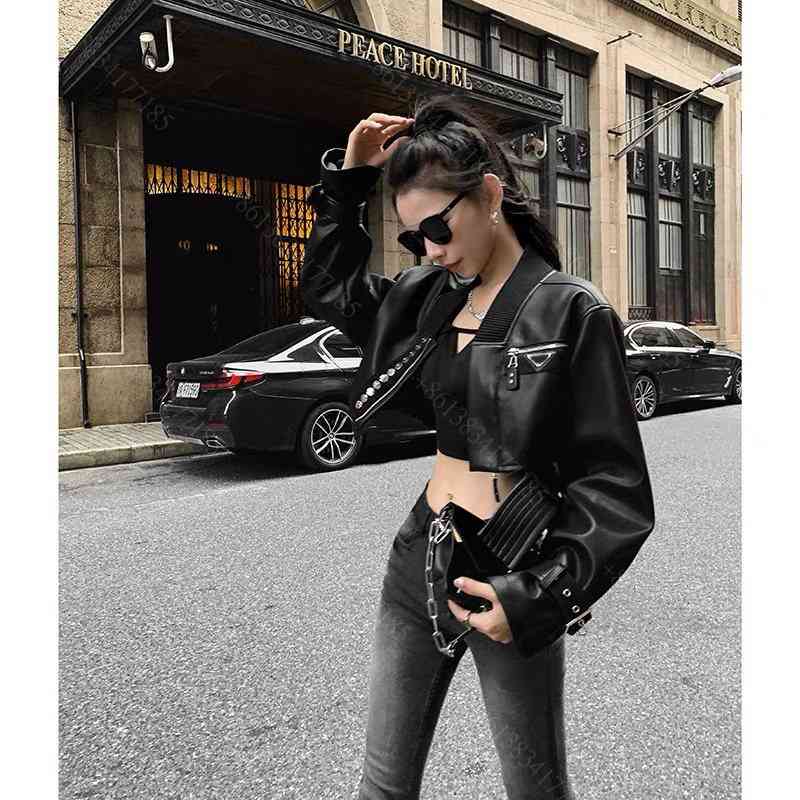 

Women' Jackets women motorcycle Fashion leather jacket coat lapel waterproof and windproof racer short jackets star beat party wholesale designer clothes 608J