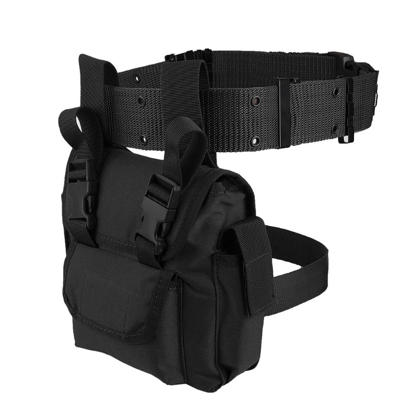 

Outdoor Bags Nylon Drop Leg Bag Waist Belt Pack For Men Women Tactical Motorcycle Cycling Riding Travel Sports Fanny Pouch, Black
