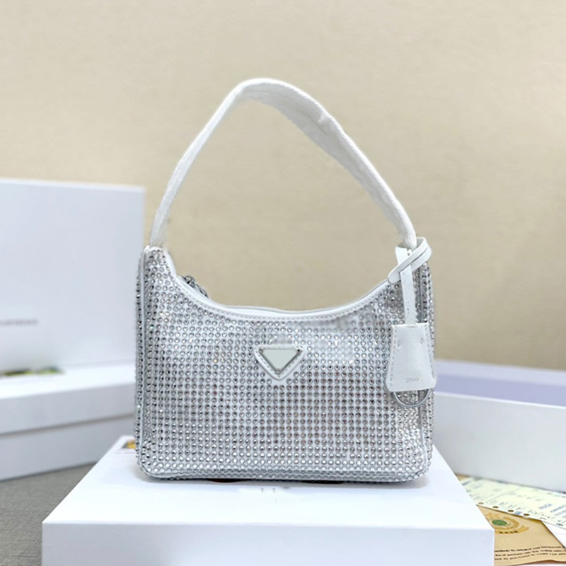 

Designer Hobo Re-Edition 2000 Nylon Shoulder Bag Italy Milano Brand Women Saffiano Leather Diamond Underarm Handbags Lady Half Moon Handbag Luxurys Designers Bags