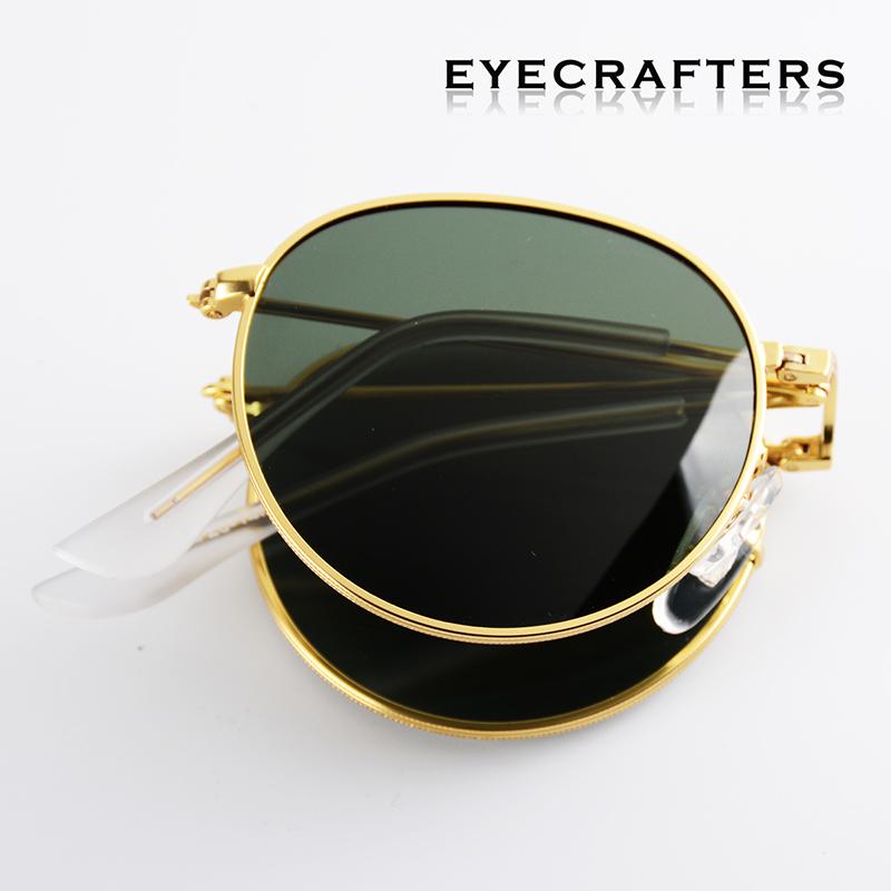

Foldable Folding Sunglasses HD Polarized Mens Womens Fashion Retro Vintage Small Oval Round Mirrored Coating Eyewear