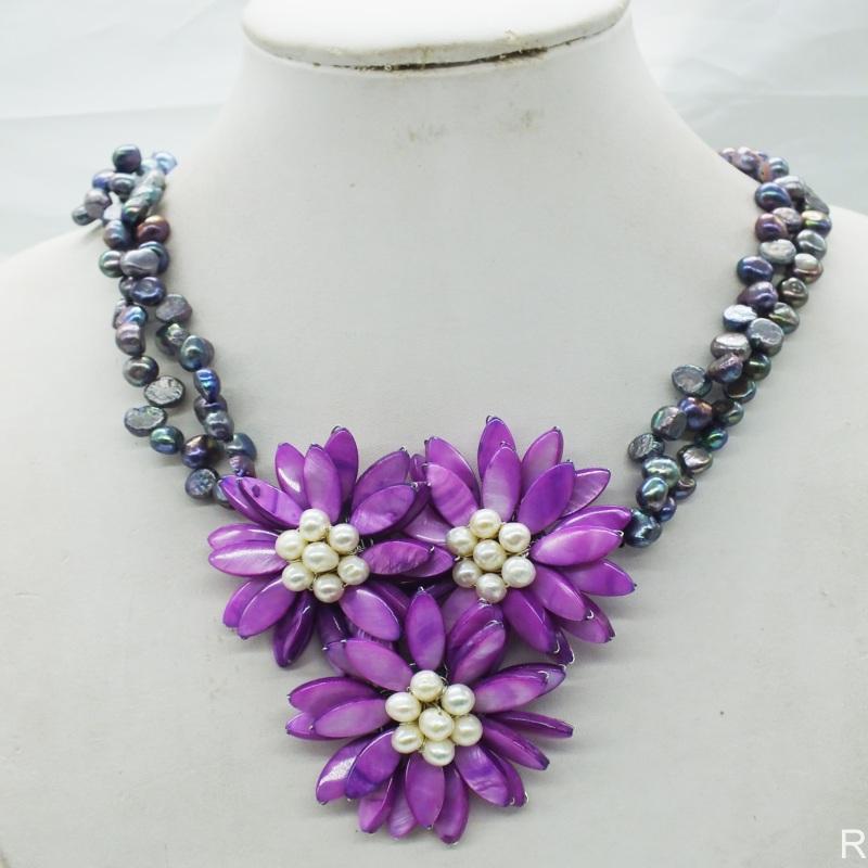 

Chokers 2021 Charm Vintage Lady ! Shell/pearl Flower Necklace 20"