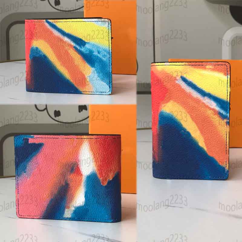

2021 fashion mens wallet Designer Card Holder Canvas leather multicolor short wallets women original box long purses Luxury bag M45941, Red-card holder