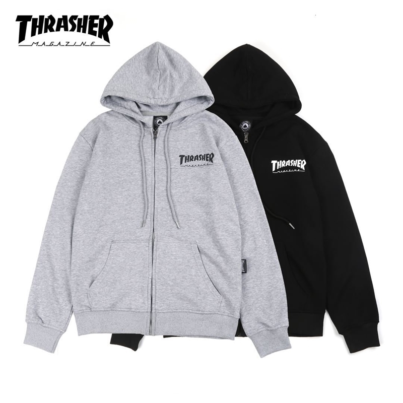 Thrasher coat flame classic large Terry sweater cardigan autumn winter men's women's fashion brand casual Hoodie