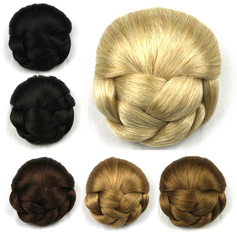 

Synthetic Bun Braided Clip in Chignons Simulating Human Hair Extension Updo For Women High Temperature Silk Hairstyle Tools DH102, 2/33
