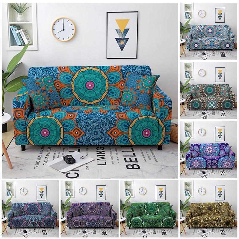 

Chair Covers Bohemian Mandala Sofa Cover Elastic For Living Room Corner Chaise Longue Slipcover 1/2/3/4 Seat