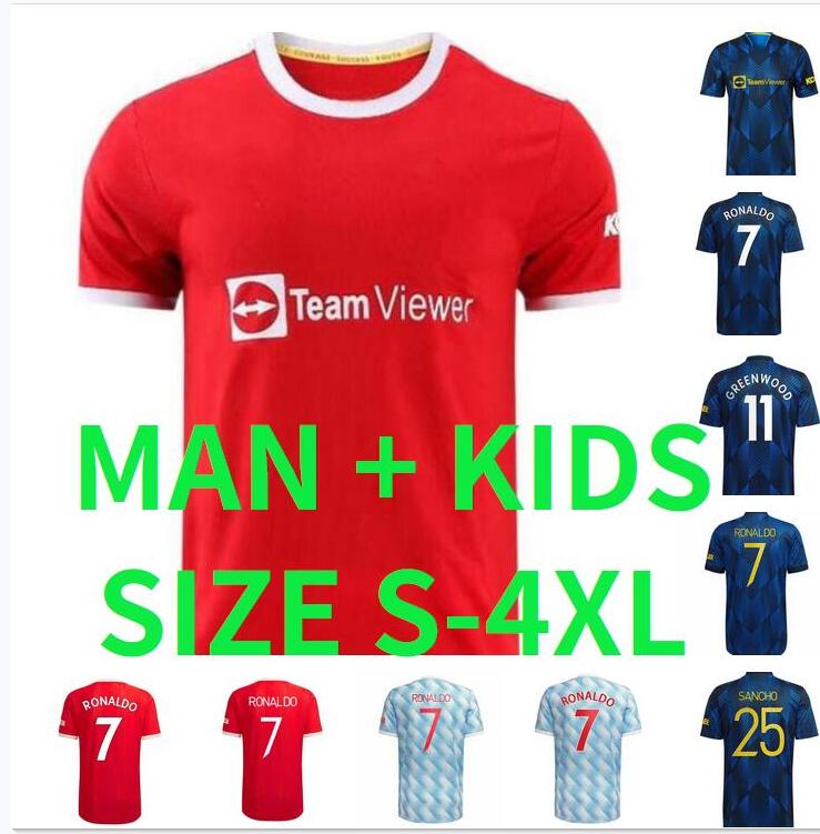 

SIZE S-4XL 2021 2022 RONALDO SANCHO B. FERNANDES soccer jerseys CAVANI RASHFORD VAN DE BEEK 21 22 POGBA GREENWOOD SHAW R.VARANE LINGARD fourth football shirts man+kids